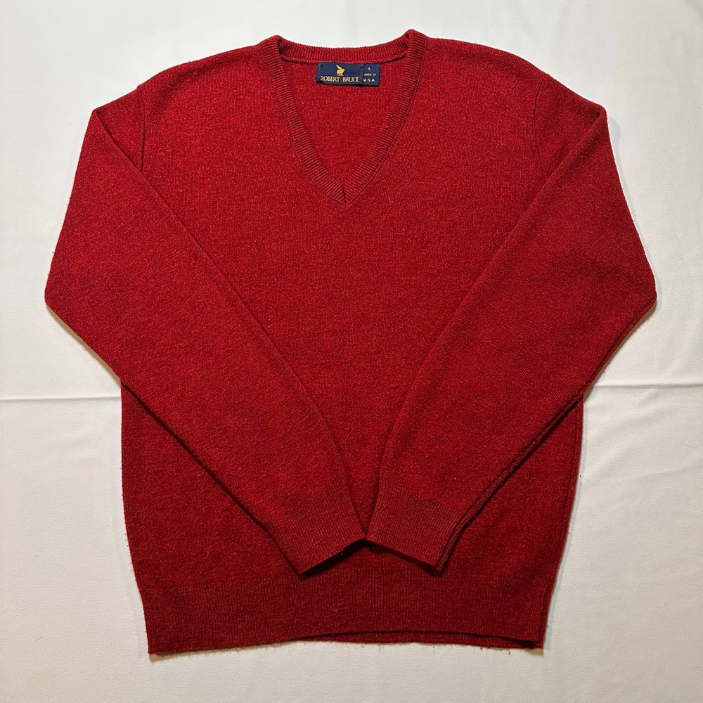 Vintage ‘80s Robert Bruce Red Wool Blend Sweater | USA Made| Heritage Knit| L